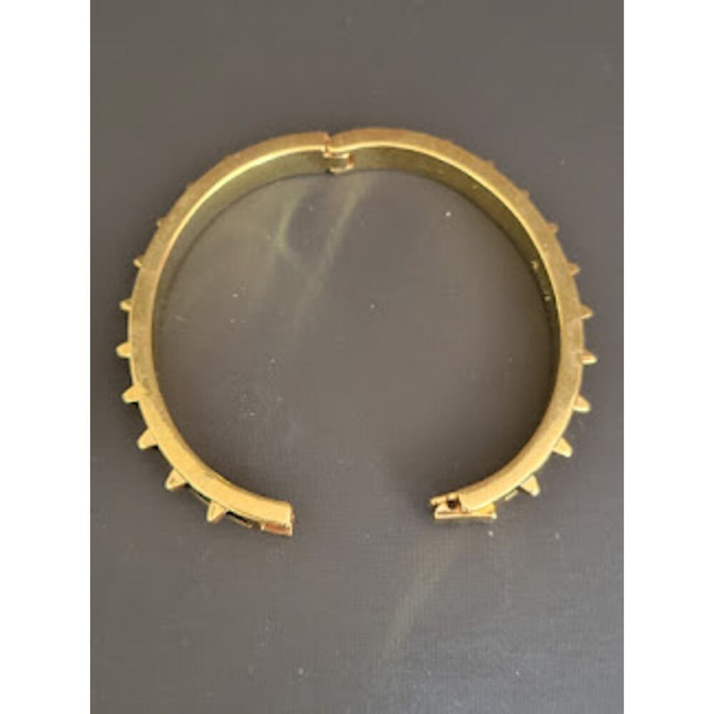 J. Crew Hinged Bangle Black Enamel Gold Plated with Small Spikes - Picture 4 of 7